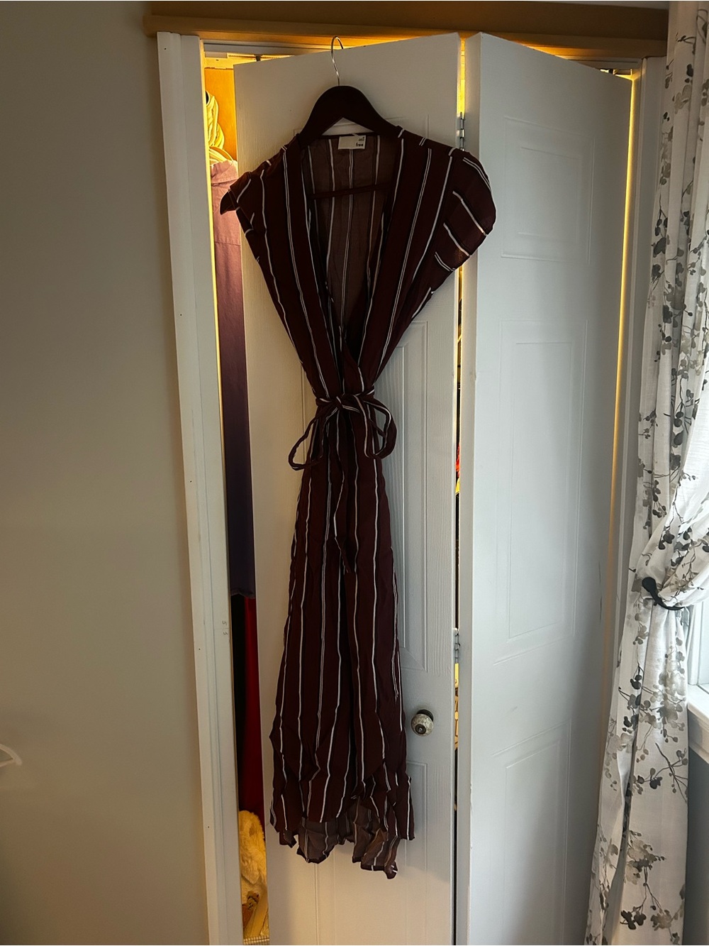 Wilfred Burgundy Striped Wrap Maxi Dress